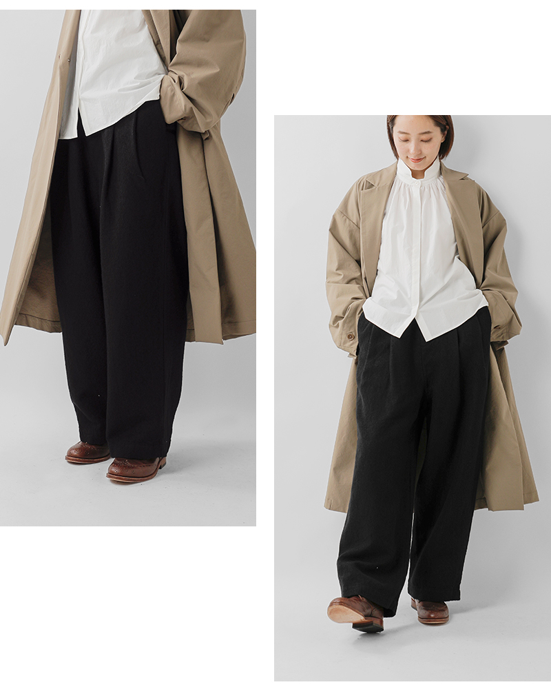 TRAVAIL MANUEL(トラバイユマニュアル)ウールリネンミルド2タックトラウザーズ5100