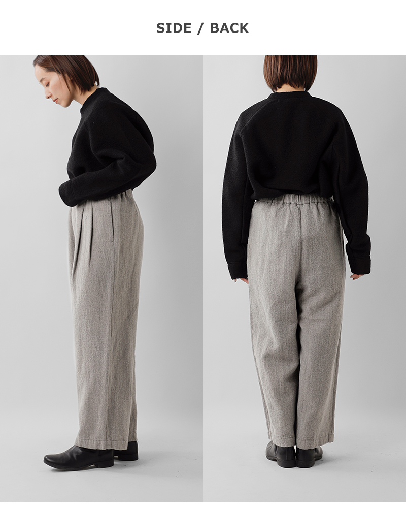 TRAVAIL MANUEL(トラバイユマニュアル)ウールリネンミルド2タックトラウザーズ5100