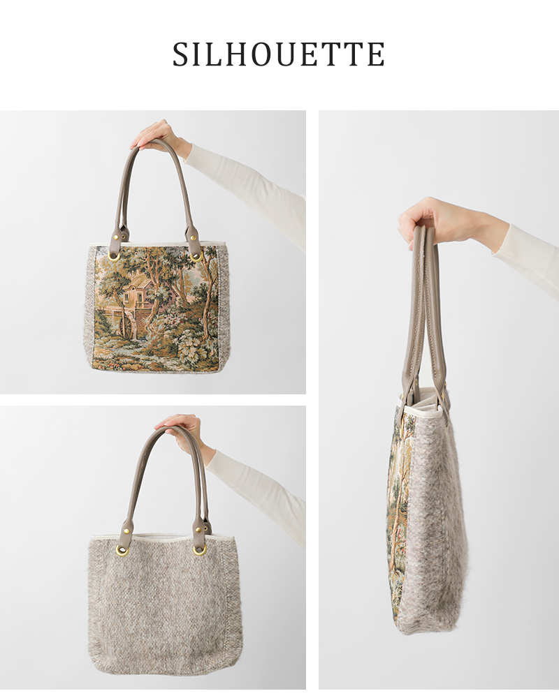 bon vieux temps(ボンビュータン)カウレザーハンドルジャガードトートバッグ51746