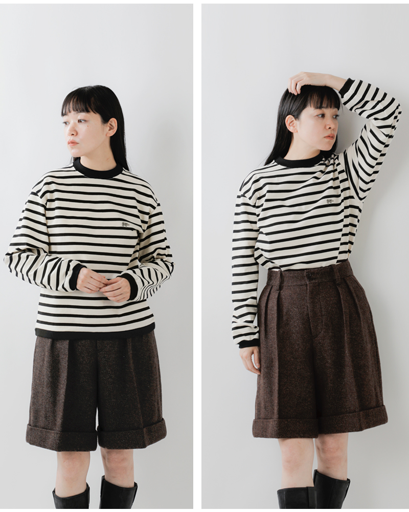 SCYE BASICS(TCx[VbNX)RbgW[W[{[_[N[lbNTVcgStripedCottonJerseyCrewNeckT-Shirth5225-23701