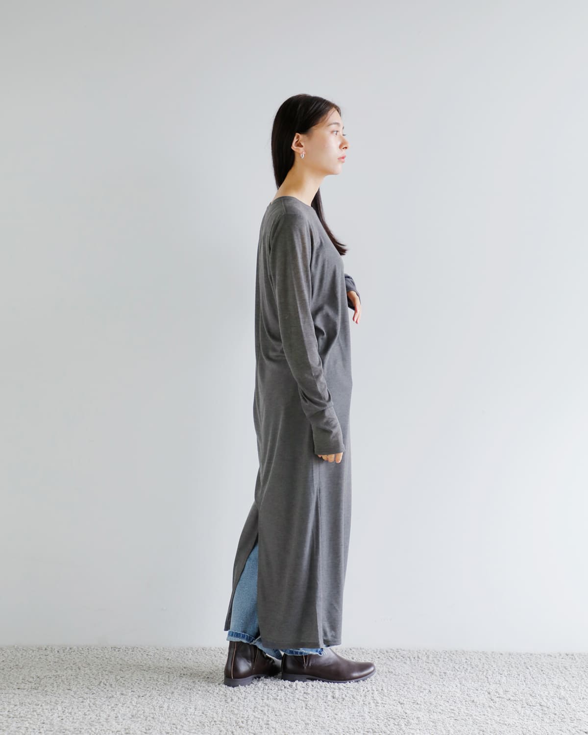 新品CHIGNONシアートップスamerivintageドゥーズィエムクラス CHIGNON シニヨン シアー フライス ワンピース 5554-055bz-ms