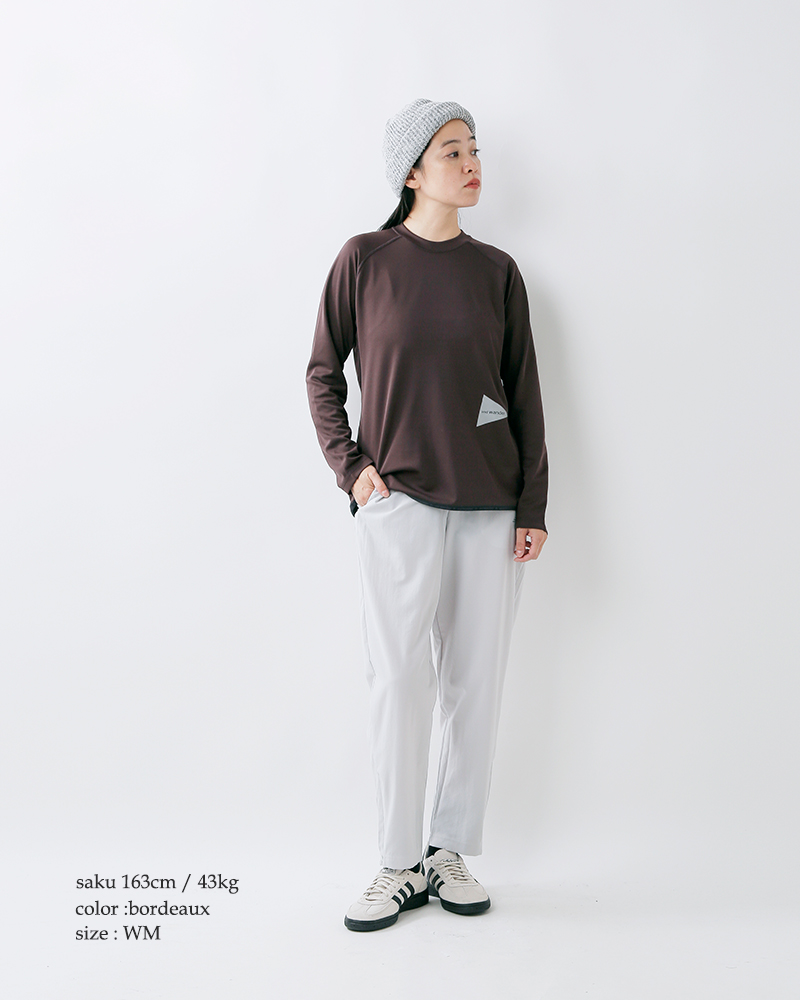 and wander(アンドワンダー)ドライジャージーラグランロングスリーブTシャツ“dryjerseyraglanLST”574-5264034