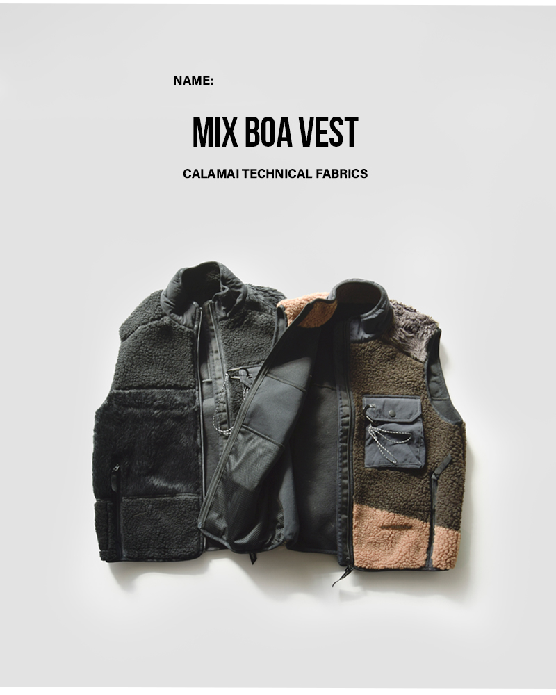 and wanderミックス ボア ベスト “Mix boa vest” 574-5281058