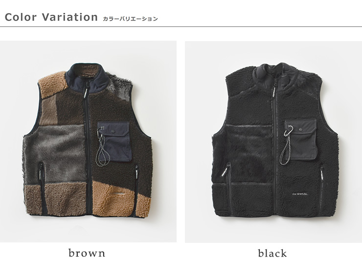and wanderミックス ボア ベスト “Mix boa vest” 574-5281058