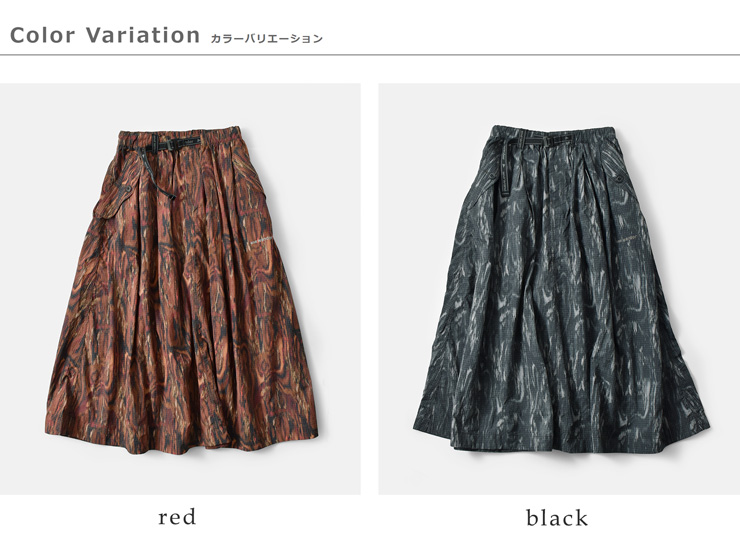 and wander(アンドワンダー)プリントリップストップカーゴスカート“printedripstopcargoskirt”574-5282048