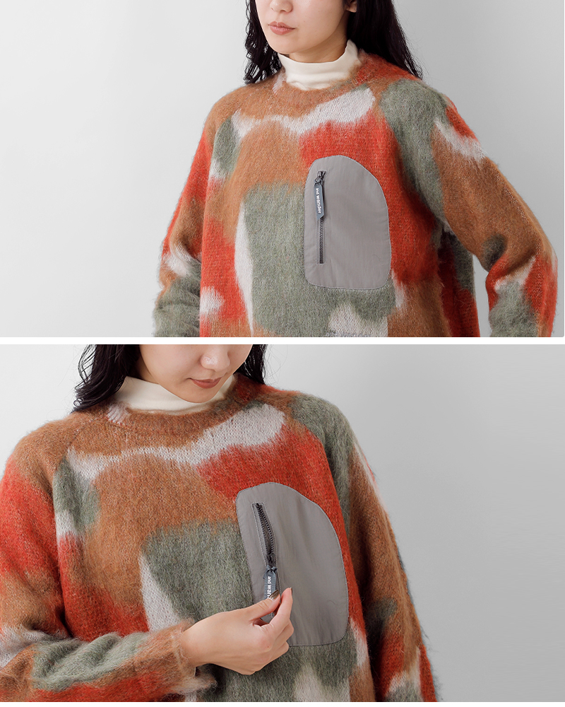 and wander(アンドワンダー)ミックスカラーシャギーニットプルオーバー“mixcolorshaggyknitsweater”574-5284064