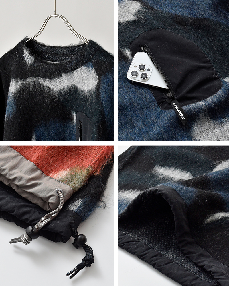and wander(アンドワンダー)ミックスカラーシャギーニットプルオーバー“mixcolorshaggyknitsweater”574-5284064