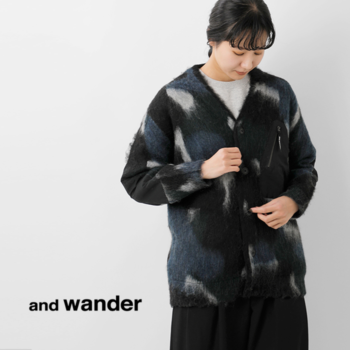 and wander(アンドワンダー)ミックスカラーシャギーニットカーディガン“mixcolorshaggyknitcardigan”574-5284065
