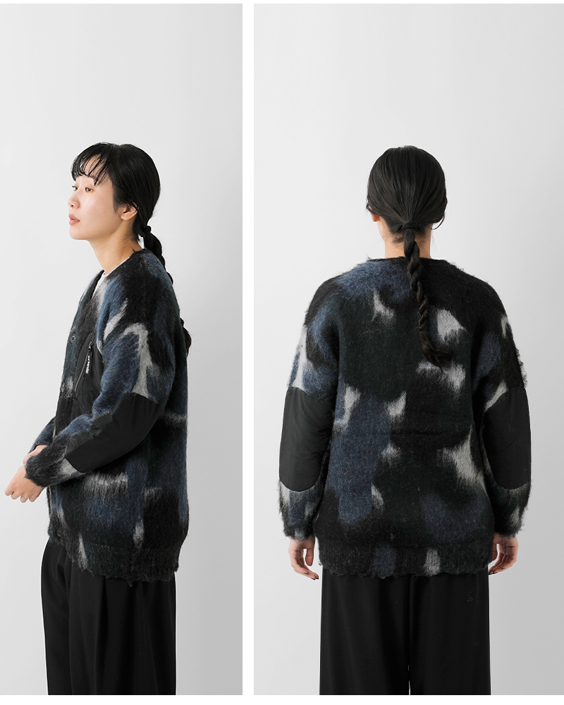 and wander(アンドワンダー)ミックスカラーシャギーニットカーディガン“mixcolorshaggyknitcardigan”574-5284065
