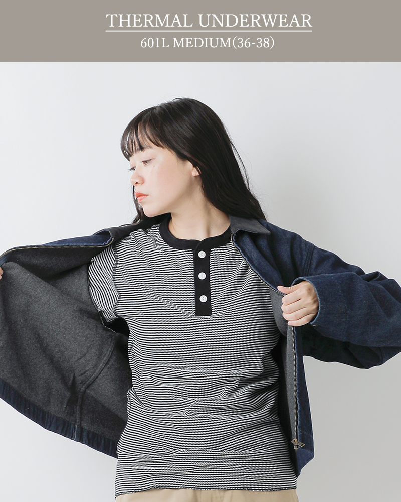 Healthknit(ヘルスニット)ベーシックワッフルヘンリーネックロングスリーブプルオーバー601l