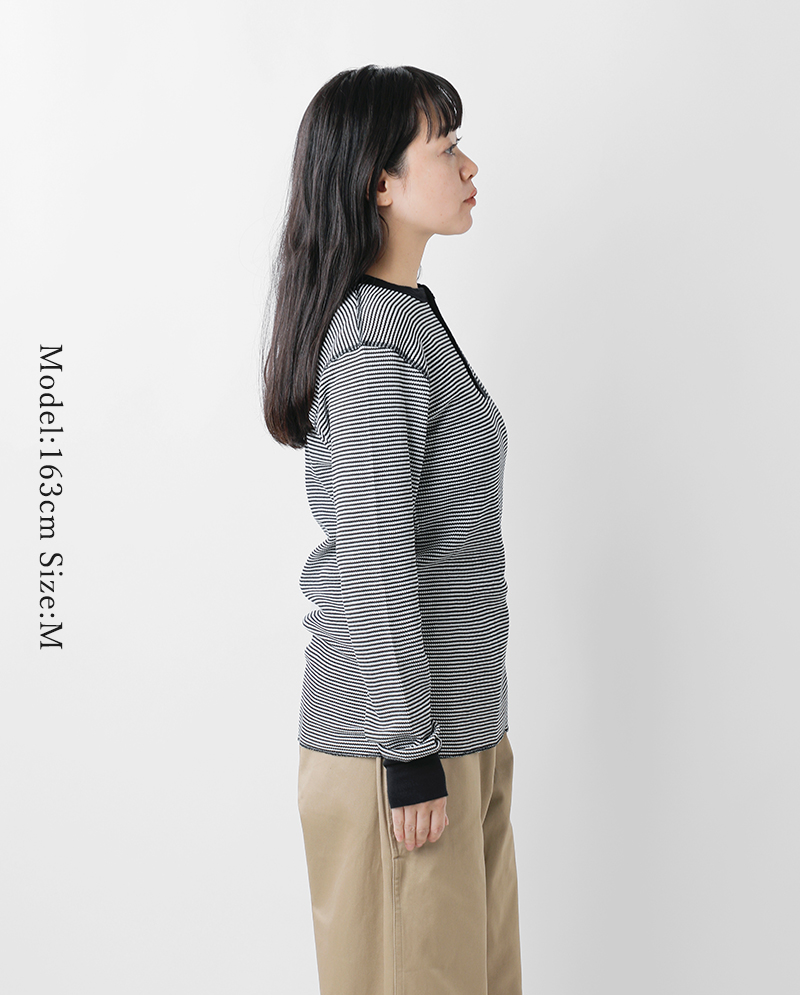 Healthknit(ヘルスニット)ベーシックワッフルヘンリーネックロングスリーブプルオーバー601l