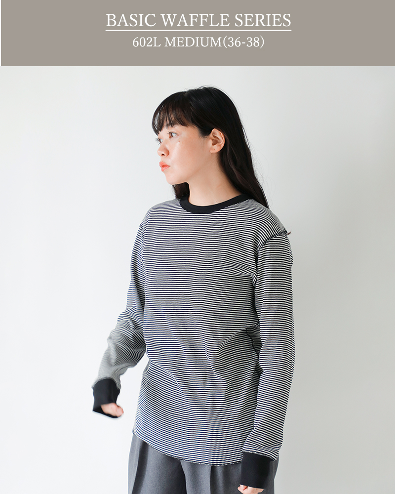 Healthknit(ヘルスニット)ベーシックワッフルクルーネック長袖プルオーバー602l