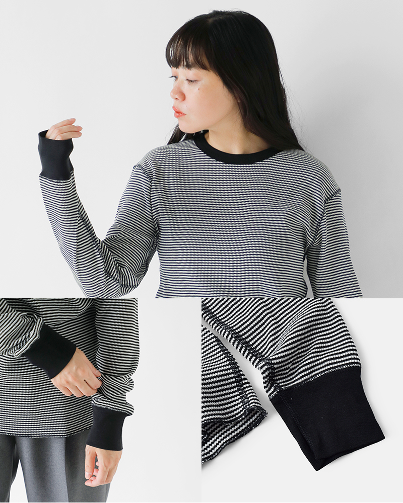 Healthknit(ヘルスニット)ベーシックワッフルクルーネック長袖プルオーバー602l