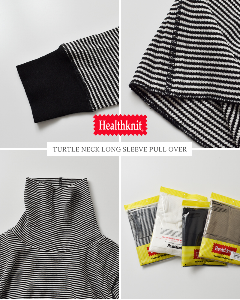 Healthknit(ヘルスニット)ベーシックワッフルタートルネックロングスリーブプルオーバー606l
