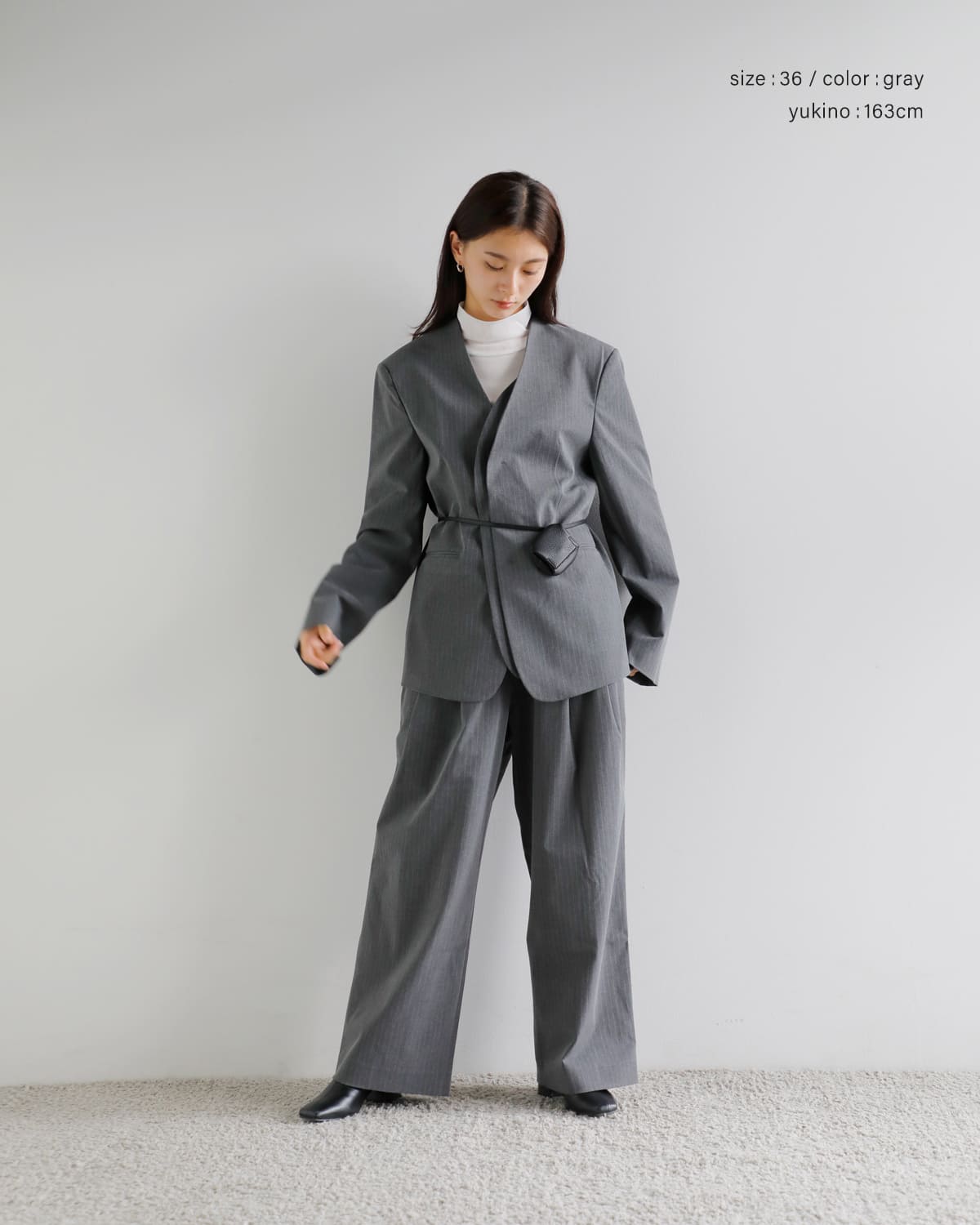 anuke(アンヌーク)ストレッチノーカラーオーバージャケット62520106 “Collarless Over Jacket” 62520106