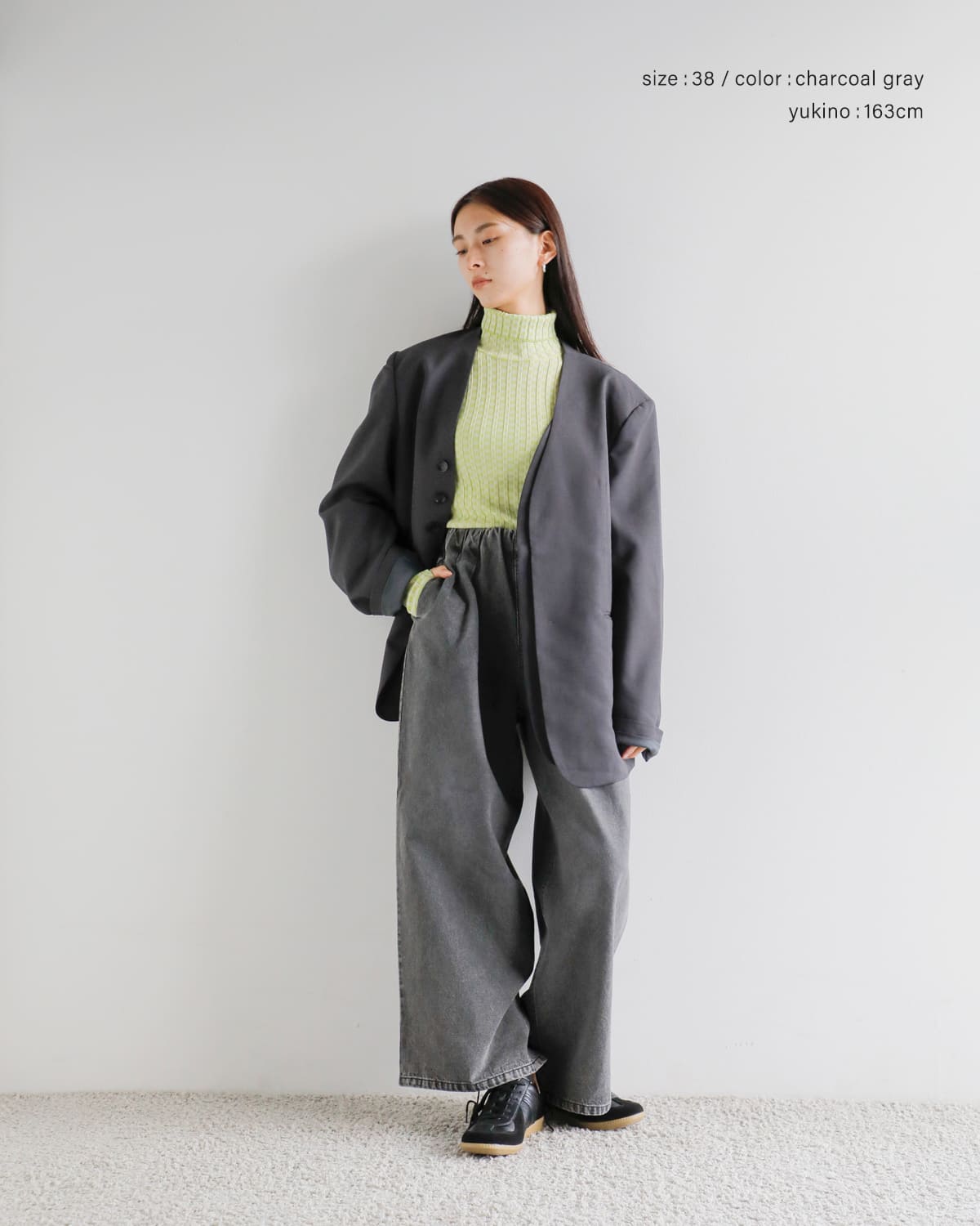 anuke(アンヌーク)ストレッチノーカラーオーバージャケット62520106 “Collarless Over Jacket” 62520106