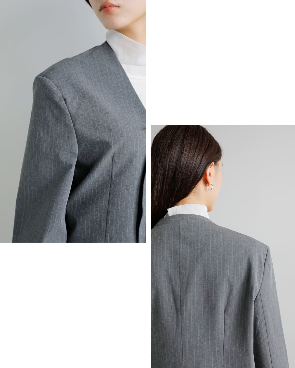 anuke(アンヌーク)ストレッチノーカラーオーバージャケット62520106 “Collarless Over Jacket” 62520106