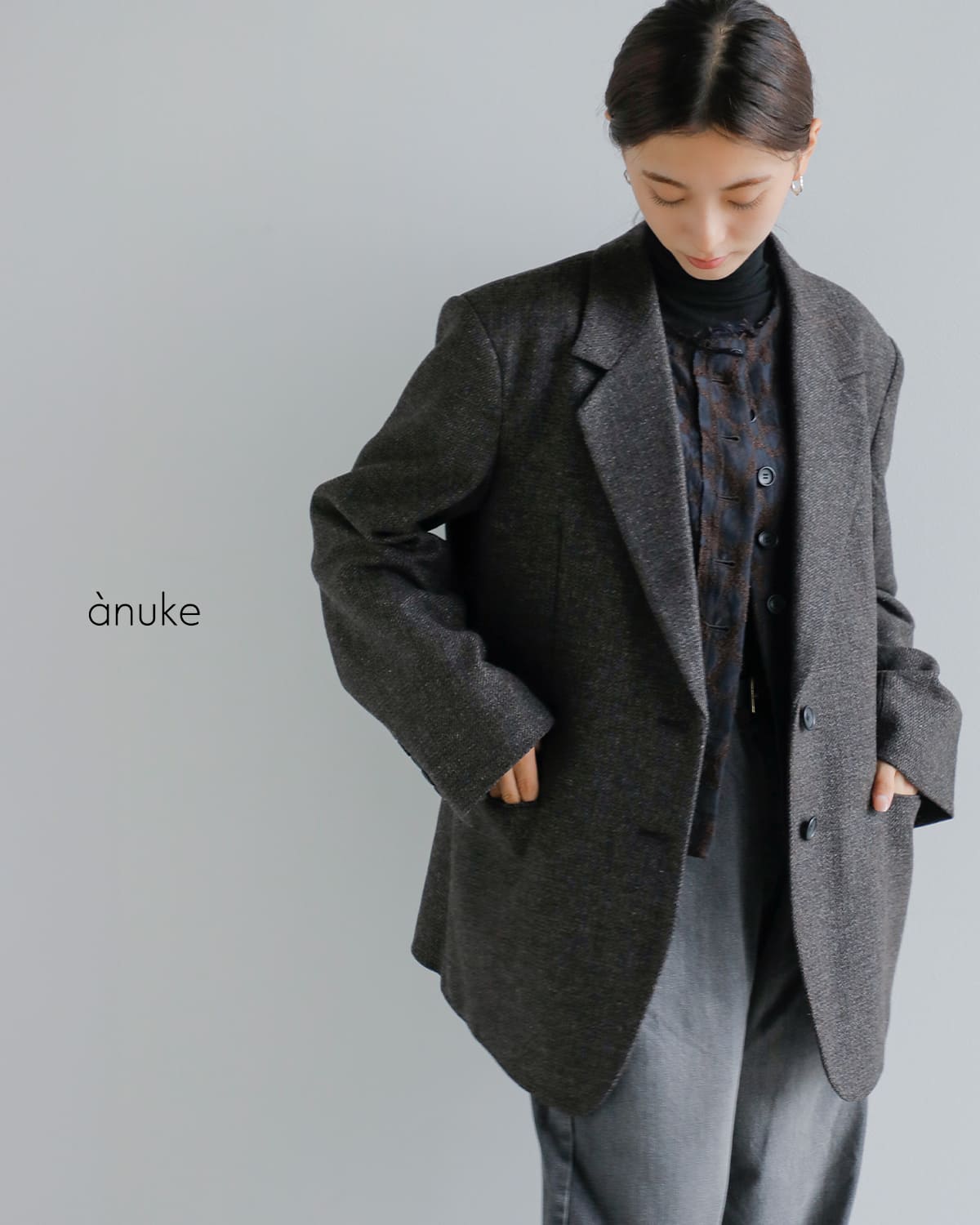anuke(アンヌーク)ヘリンボーン ウール ジャケット “Herringbone Wool Jacket”62520107