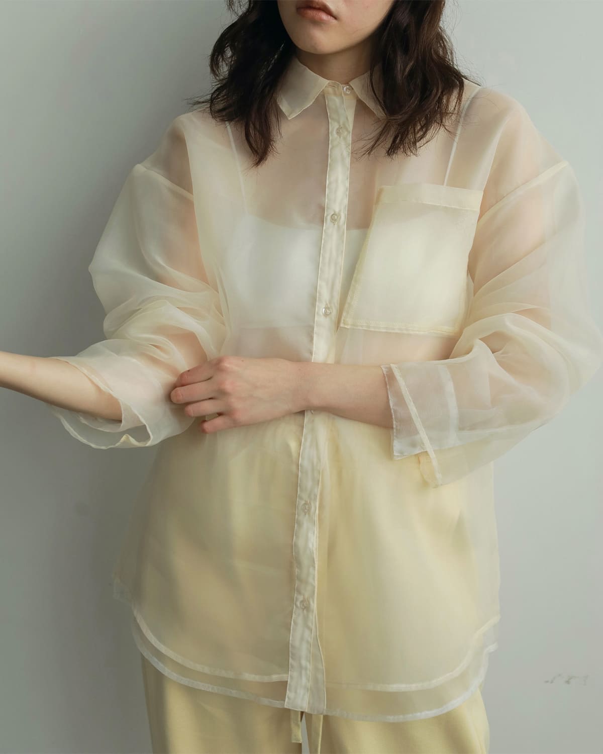 anuke(アンヌーク)シアーレイヤードシャツ “Sheer Layered Shirts” 62520419