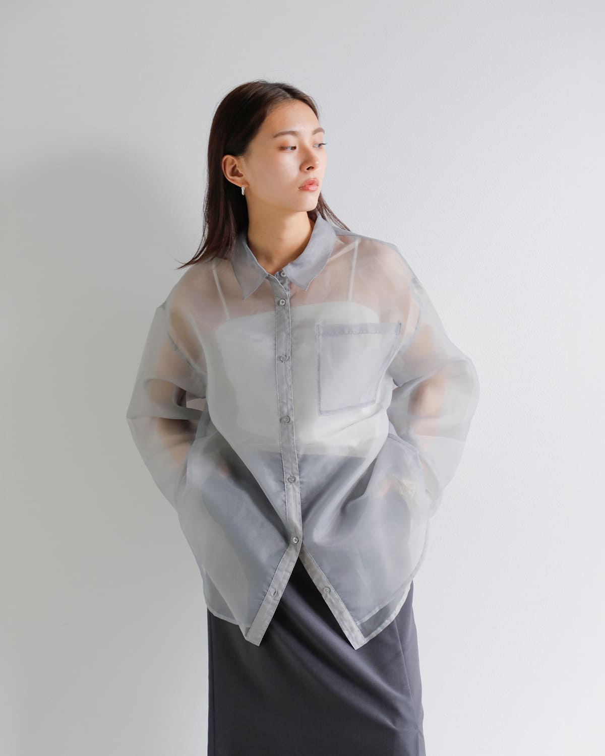anuke(アンヌーク)シアーレイヤードシャツ “Sheer Layered Shirts” 62520419