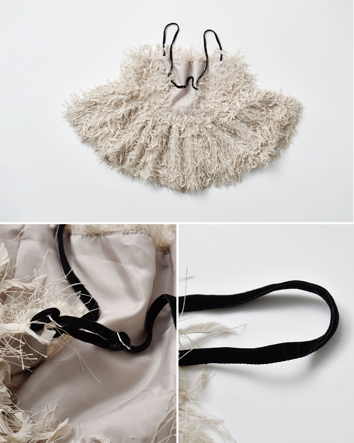 anuke(アンヌーク)パックオープンフェザーキャミソール “Backopen Feather Camisole” 62520426