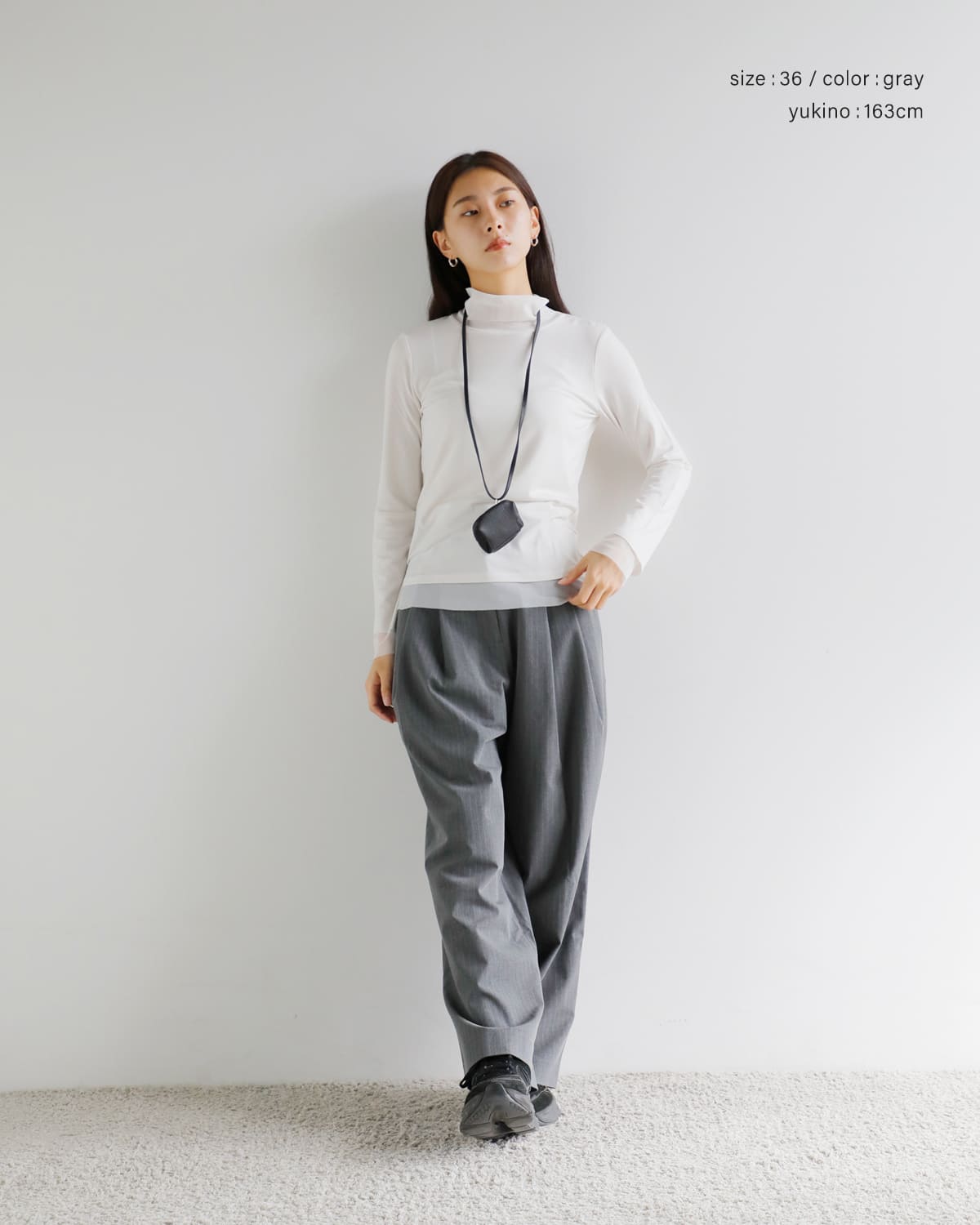 salsationワイドパンツ anuke アンヌーク ヘザーストレッチ ダブルタック ワイドパンツ