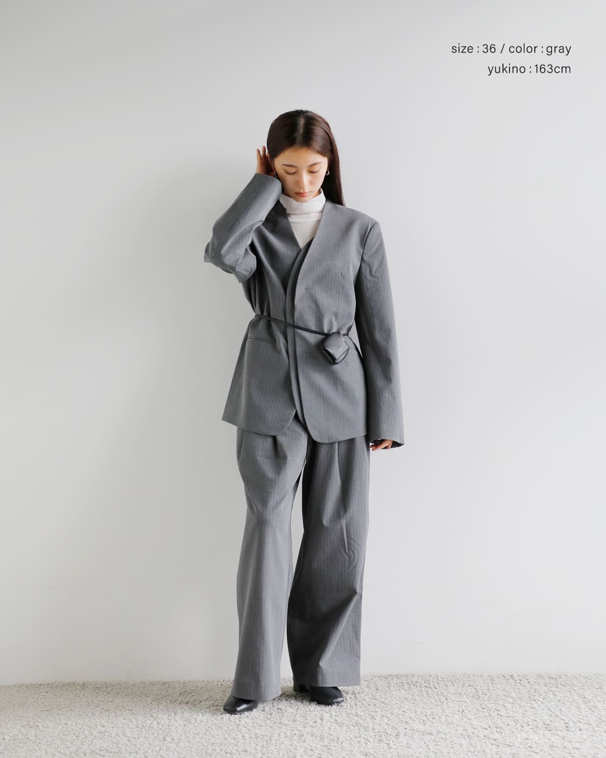 anuke(アンヌーク)ヘザーストレッチダブルタックワイドパンツ “Heather Stretch Pants” 62520706