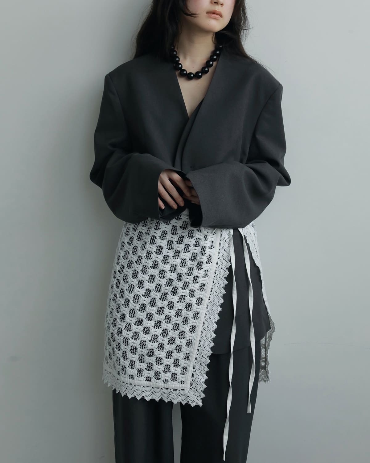 anuke(アンヌーク)ヘザーストレッチダブルタックワイドパンツ “Heather Stretch Pants” 62520706