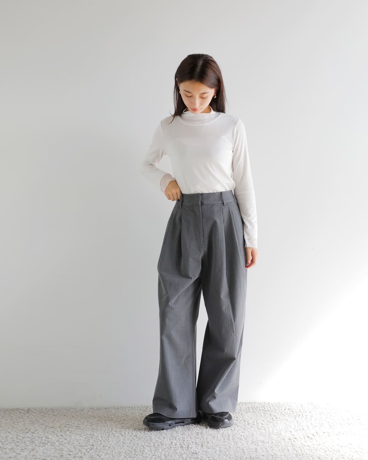 anuke(アンヌーク)ヘザーストレッチダブルタックワイドパンツ “Heather Stretch Pants” 62520706
