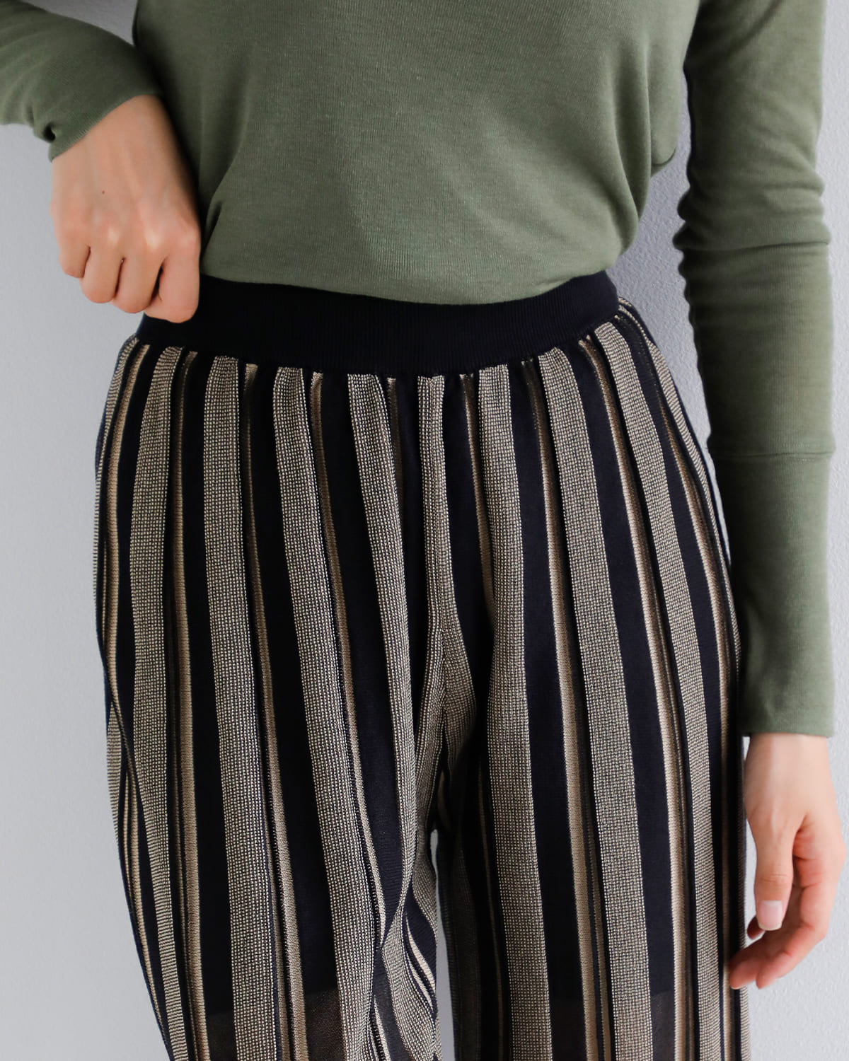 anuke(アンヌーク)ストライプニットパンツ “Stripe Knit Pants” 62520709