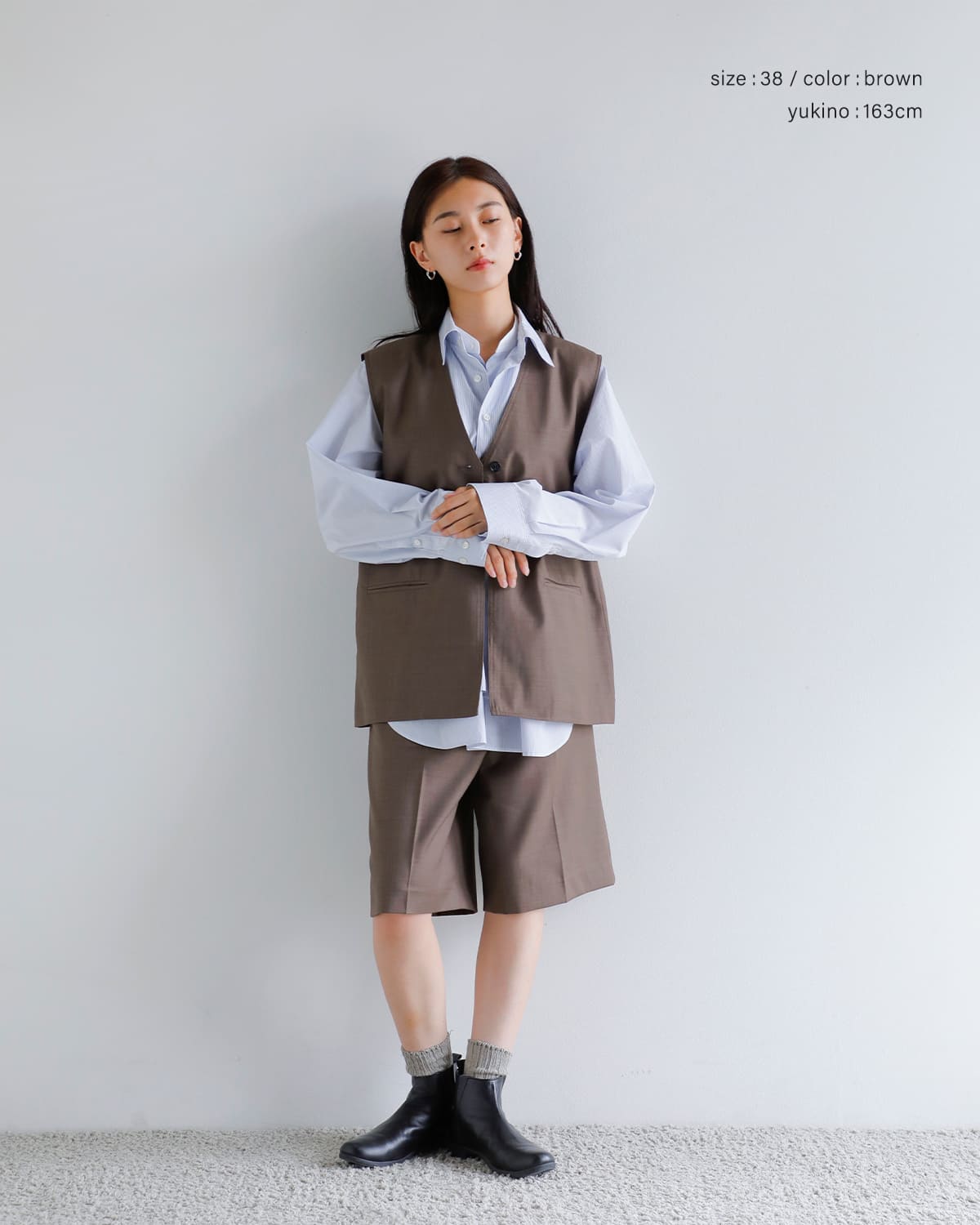 anuke アンヌーク ウールブレンド センタープレス ハーフ パンツ