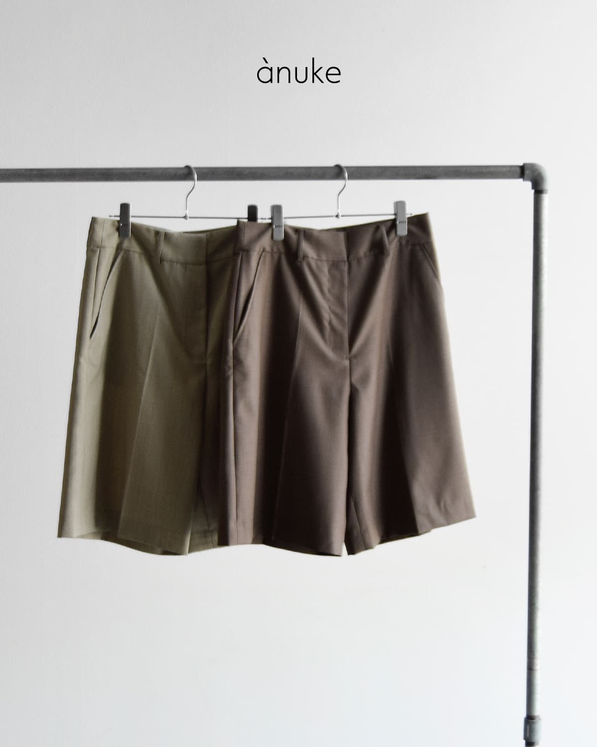 anuke アンヌーク ウールブレンド センタープレス ハーフ パンツ