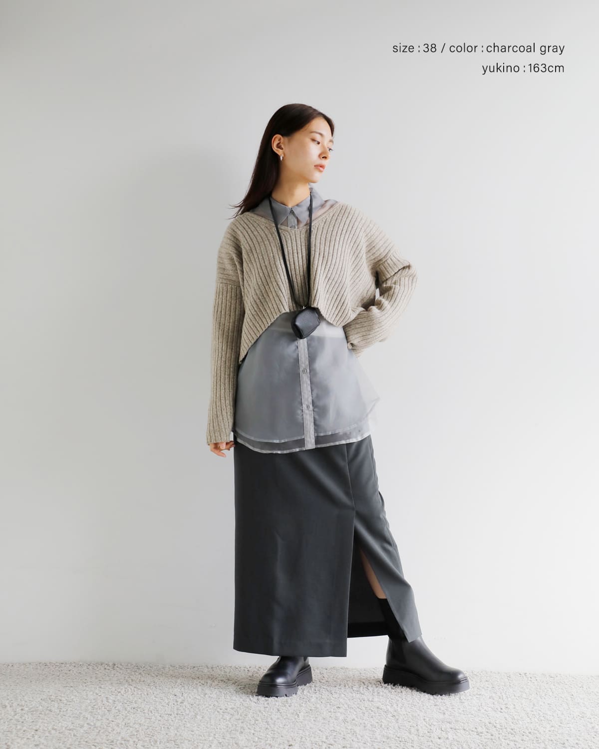 anuke(アンヌーク)ヘザーストレッチミドルスカート “Heather Stretch Middleskirt” 62520801