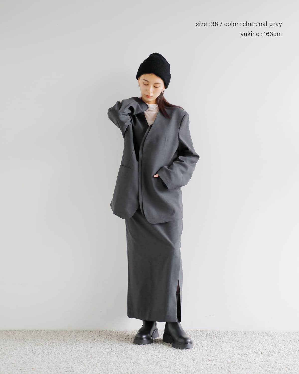 anuke(アンヌーク)ヘザーストレッチミドルスカート “Heather Stretch Middleskirt” 62520801