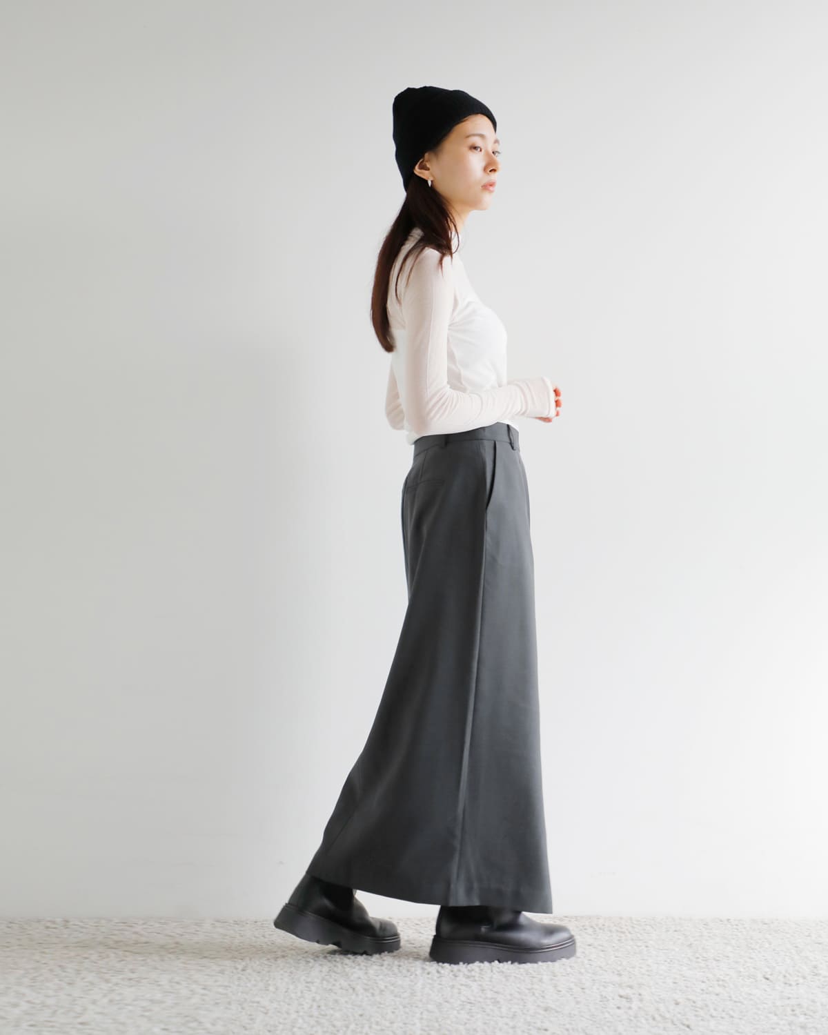 anuke(アンヌーク)ヘザーストレッチミドルスカート “Heather Stretch Middleskirt” 62520801