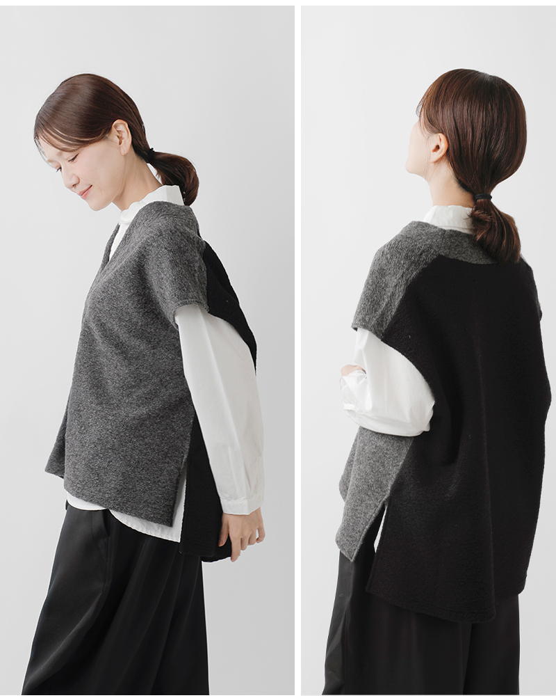 NARU(ナル)トラベルウールプレミアバイカラーベスト665226