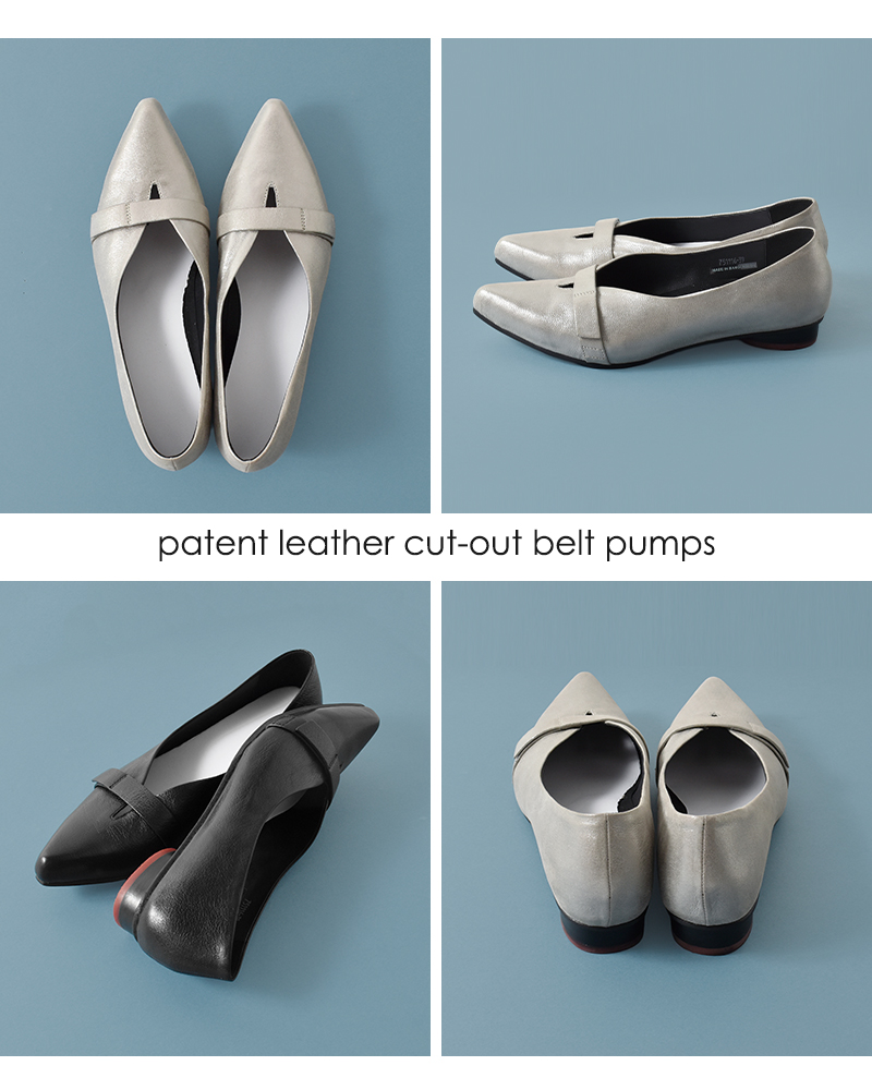 yuko imanishi+(ユウコイマニシプラス)パテントレザーカッティングベルトパンプス751116