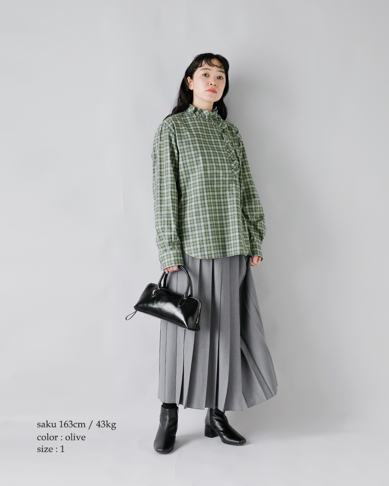 LOEFF(ロエフ)オーガニックコットンチェックフリルシャツ8811-299-0073