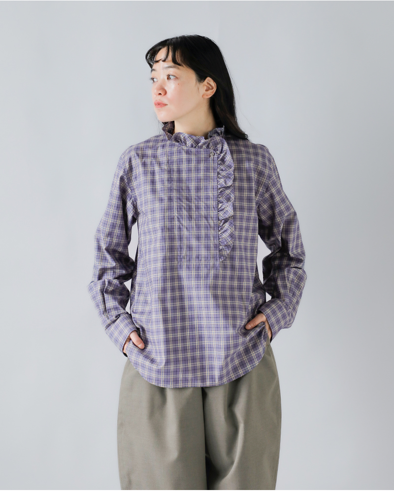 LOEFF(ロエフ)オーガニックコットンチェックフリルシャツ8811-299-0073