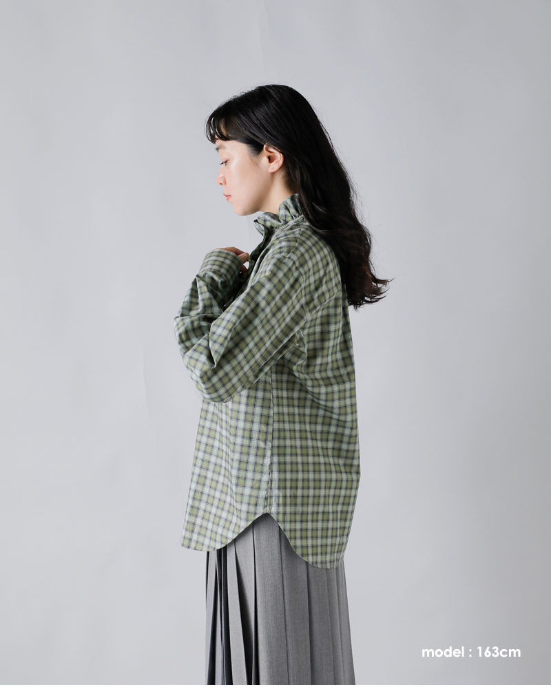 LOEFF(ロエフ)オーガニックコットンチェックフリルシャツ8811-299-0073