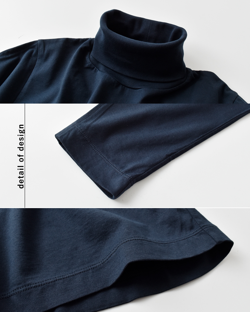 LOEFF(ロエフ)スビンコットンクレセントスリーブタートルネックTシャツ8812-699-0041