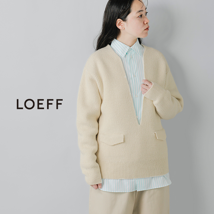 LOEFF(ロエフ)ウールヤーン畔編スリットネックプルオーバー8813-199-0067