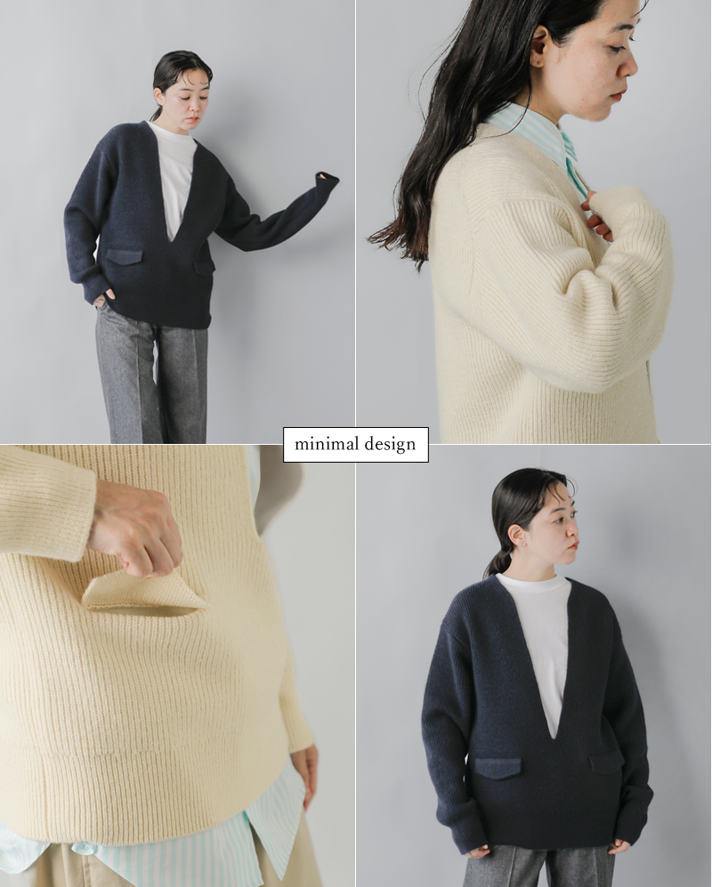LOEFF(ロエフ)ウールヤーン畔編スリットネックプルオーバー8813-199-0067