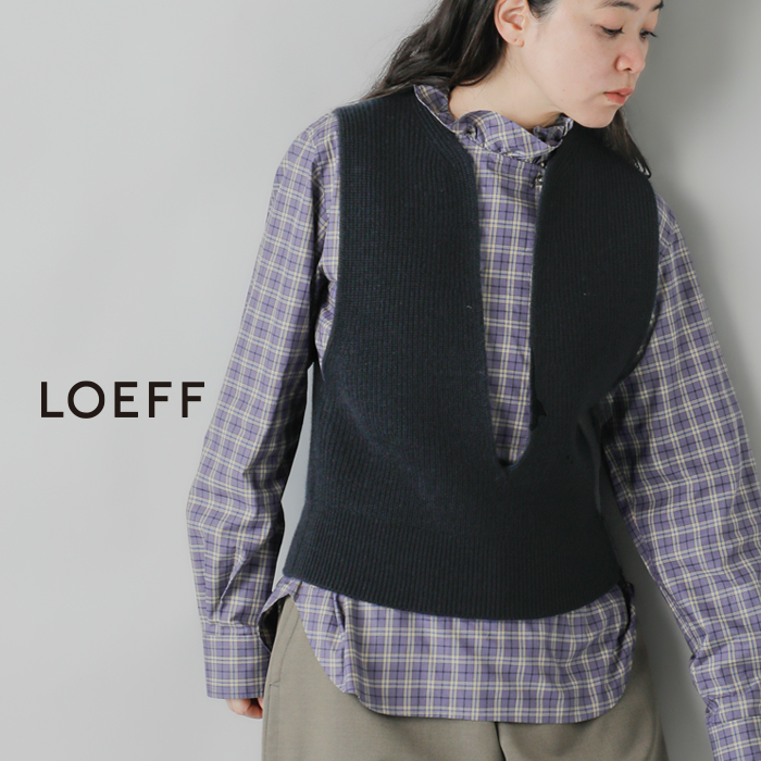 【★完売必至★】ELISABETTA FRANCHI ☆ リネンブレンドベスト LOEFF ロエフ ウールヤーン 畔編 スリットネック ベスト 8818