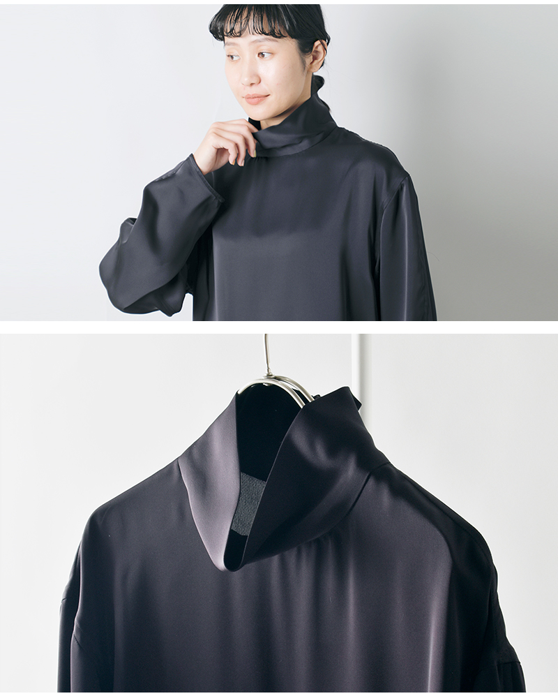 LOEFF(ロエフ)サテンハイネックプルオーバーブラウス8821-2-990082