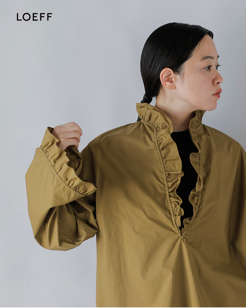 LOEFF(ロエフ)コットンブロードフリルスキッパーシャツ8821-299-0080