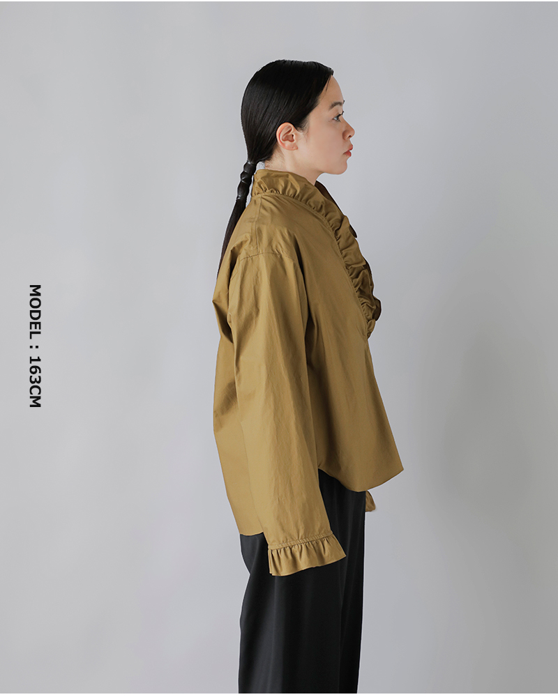 LOEFF ロエフ コットンブロード フリル スキッパー シャツ 8821