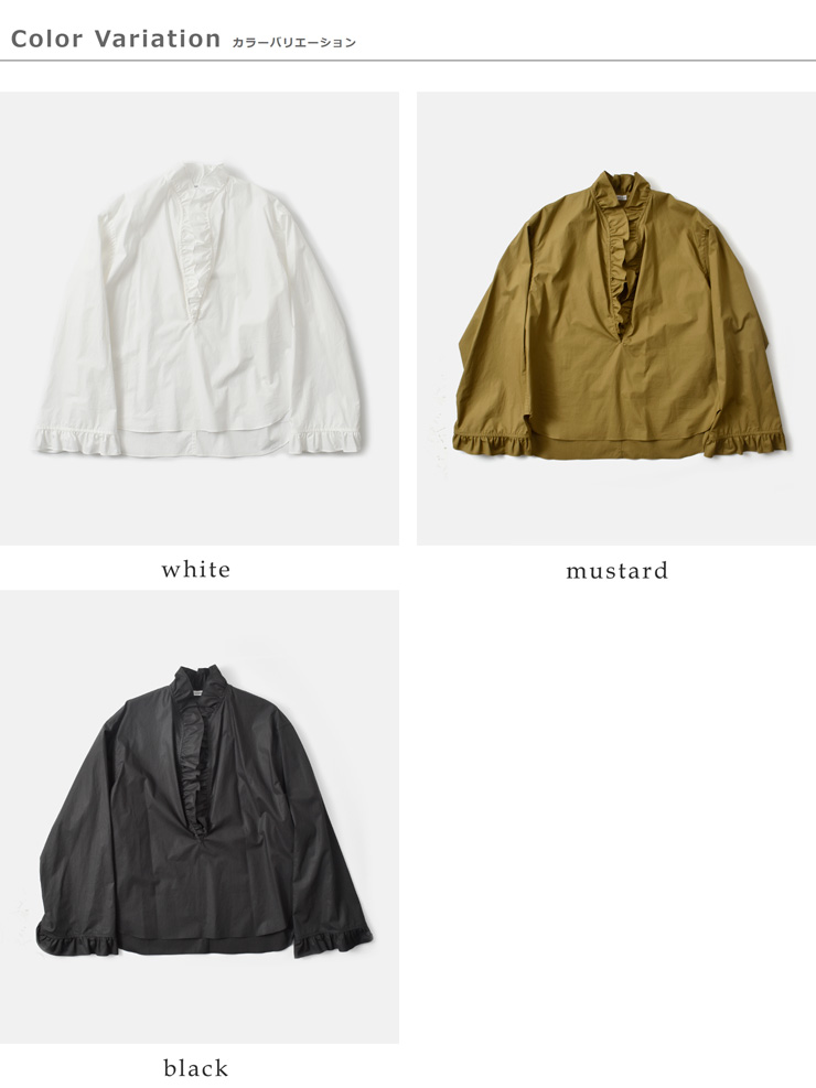 LOEFF(ロエフ)コットンブロードフリルスキッパーシャツ8821-299-0080