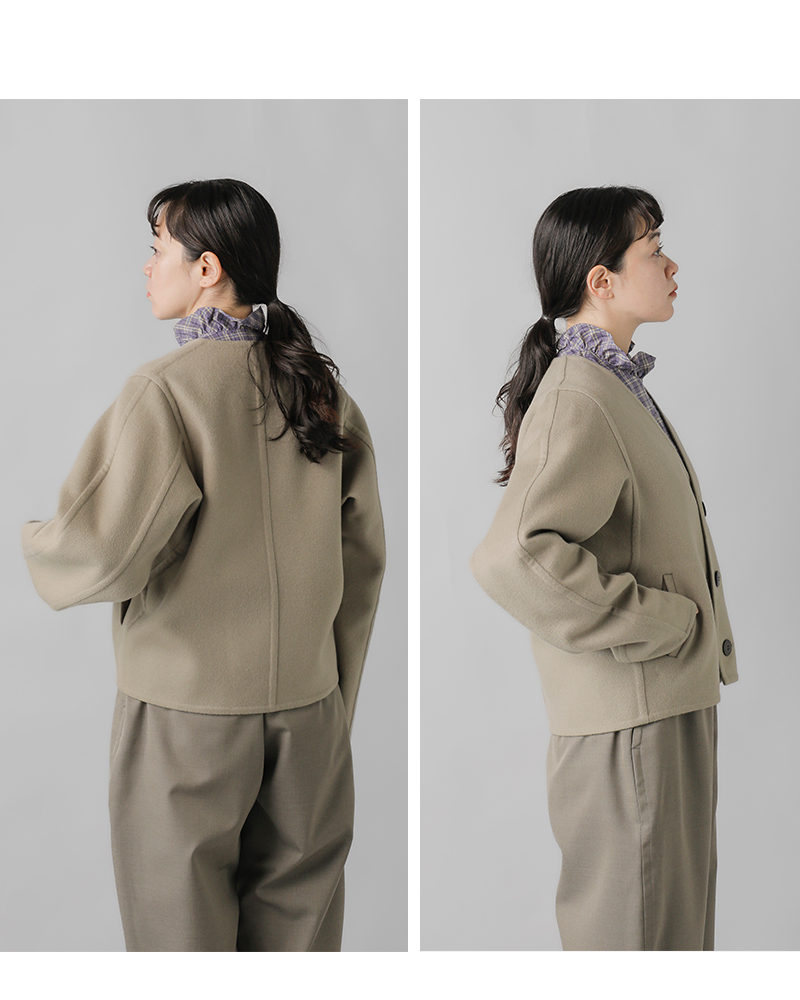 LOEFF(ロエフ)ウールカシミヤVネックノーカラージャケット8825-199-0130