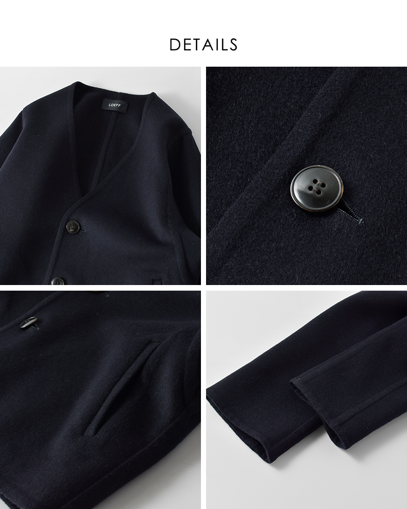 LOEFF(ロエフ)ウールカシミヤVネックノーカラージャケット8825-199-0130
